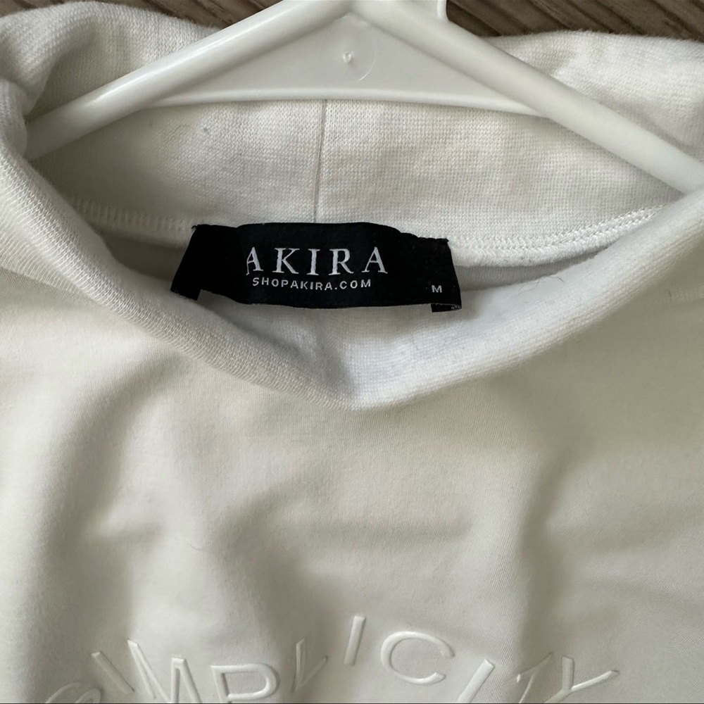 AKIRA Cream Cropped Mock Neck Sweatshirt - Picture 3 of 3